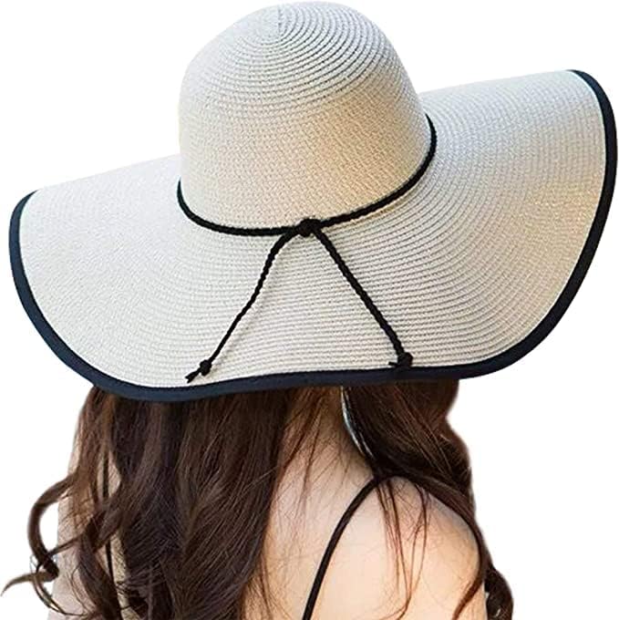DRESHOW Beach Hats for Women Big Straw Wide Brim Summer Hat Floppy Foldable - Image 8