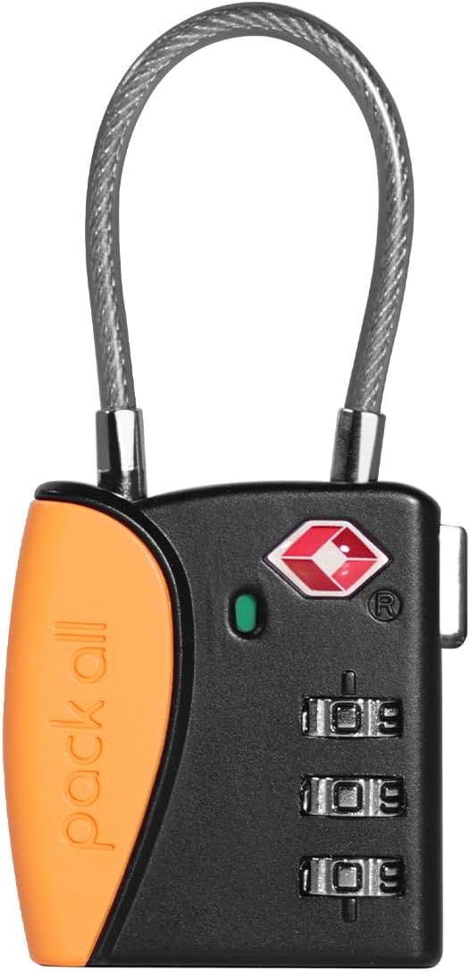 pack all TSA Approved Cable Luggage Locks, 3 Digit Combination Padlocks by packall