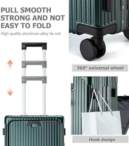 feilario 20in Aluminium Frame PC Hard Shell Spinner Wheels Luggage, Built-In - Image 6