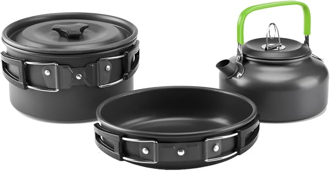 aiGear Camping Cookware Mess Kit, Non-Stick Camping Pan Pot Kettle, Lightweight by aiGear