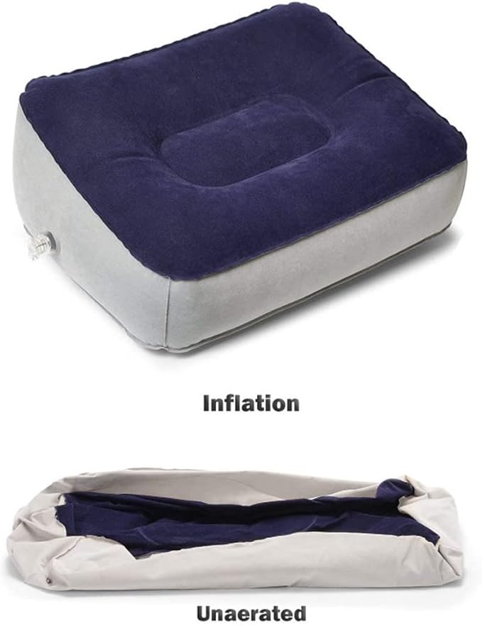 Inflatable Travel Foot Rest Pillow, Head Pad, Soft Flocking Pillow, Flights - Image 3