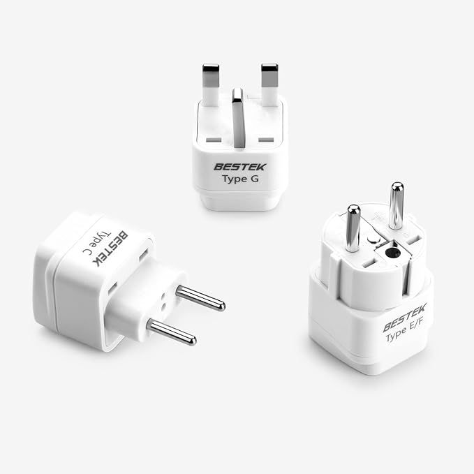 BESTEK European Travel Plug Adapter Set, Grounded Universal Power Plug Adapter by BESTEK