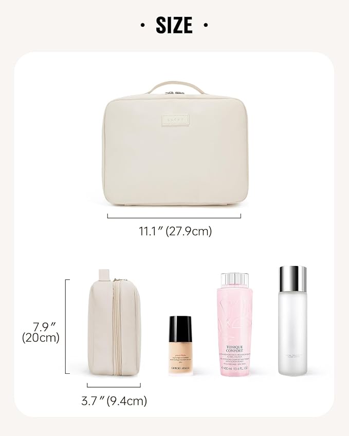 EACHY Toiletry Bag with Hanging Hook, Travel Makeup Bag PU Leather Cosmetic Bags - Image 6