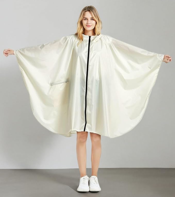 Rain Poncho Jacket Coat Hooded Zipper Style - Image 8