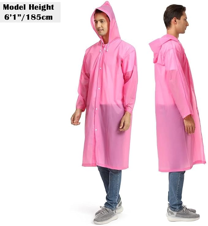 Opret 2 Pack Raincoats for Adults Reusable, EVA Rain Ponchos Lightweight Rain - Image 6
