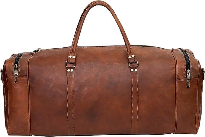 Leather Duffle Bag for Men Luggage Handmade Travel Bag Carry On Luggage - Image 4