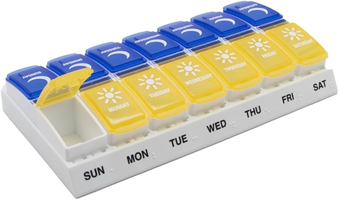 EZY DOSE Weekly AM/PM Pill Organizer, Daily Vitamin Container and Medicine Box by EZYDOSE