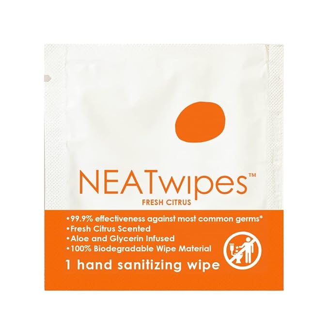 NEATwipes Hand Sanitizing Wipes | Travel Essentials | Disposable Wet Wipe & - Image 2