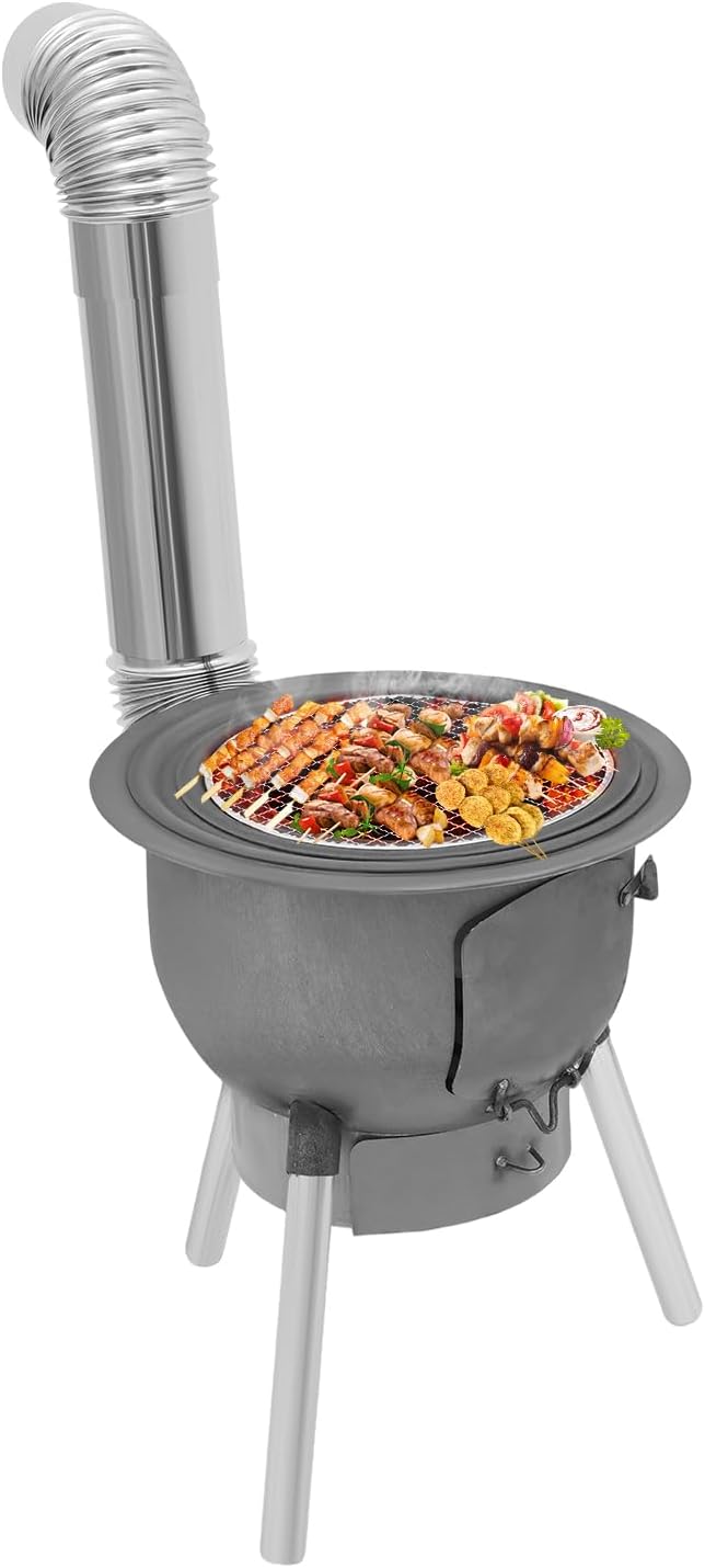 Camping Stove, Wood Burning Stove, Portable Grill Barbecue Cooking Grate and by MARTEXBUY