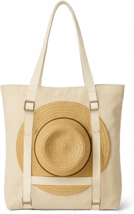 Large Beach Tote Bag with Hat Holder Straps, Womens large beach bag- Vation by TRIBECATRIBECOLLECTION