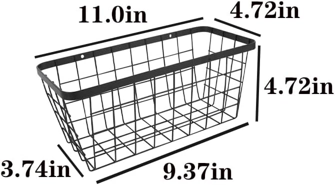 2 Pack Hanging Wall Basket Organizer Over the Cabinet Door Wire Baskets - Image 2