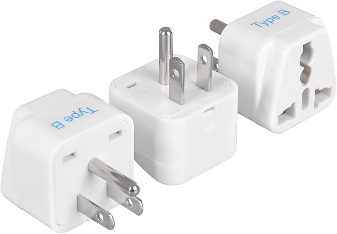 Ceptics Europe to US plug adapter, Type B USA Plug adapter compatible by Ceptics