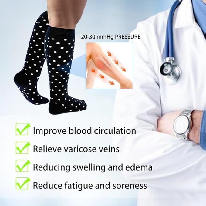 LEVSOX Compression Socks for Pregnant Women 20-30 mmHg Knee High Cute Funny - Image 6