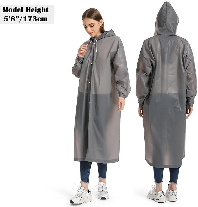 Opret 2 Pack Raincoats for Adults Reusable, EVA Rain Ponchos Lightweight Rain - Image 6
