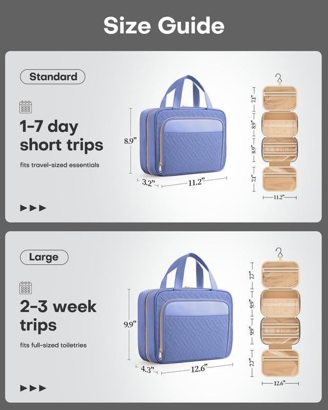 HOTOR Travel Toiletry Bag for Women & Men, Waterproof Makeup Bag - Image 4