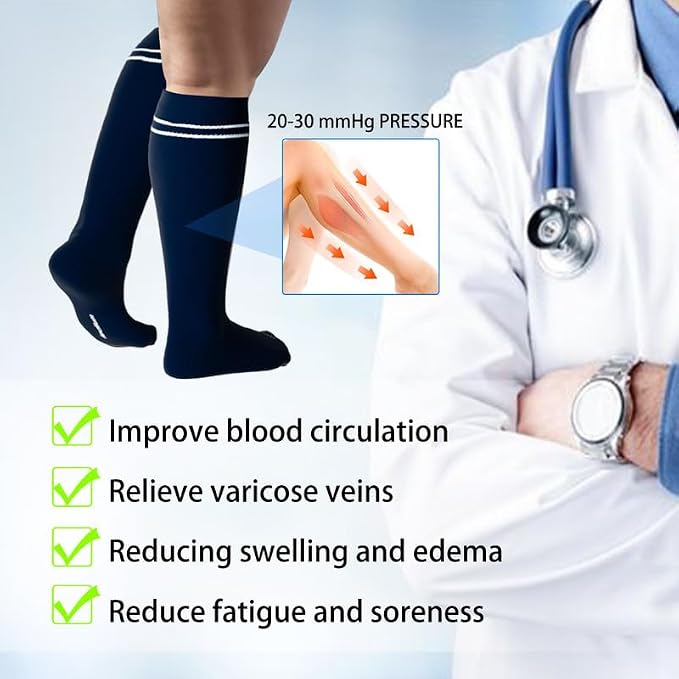 LEVSOX Compression Socks for Pregnant Women 20-30 mmHg Knee High Cute Funny - Image 4