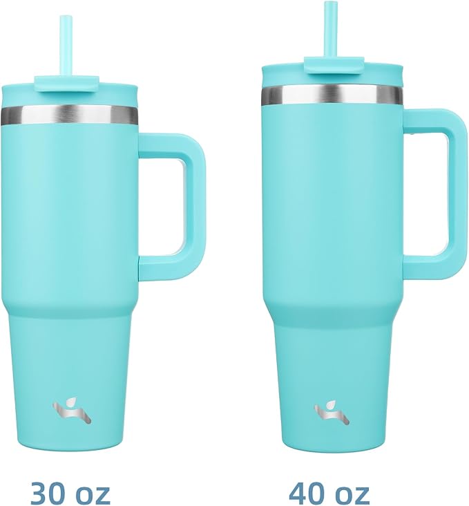 40 oz Tumbler with Handle and 2 Straws, 2 in 1 Lid Insulated Water Bottle - Image 3