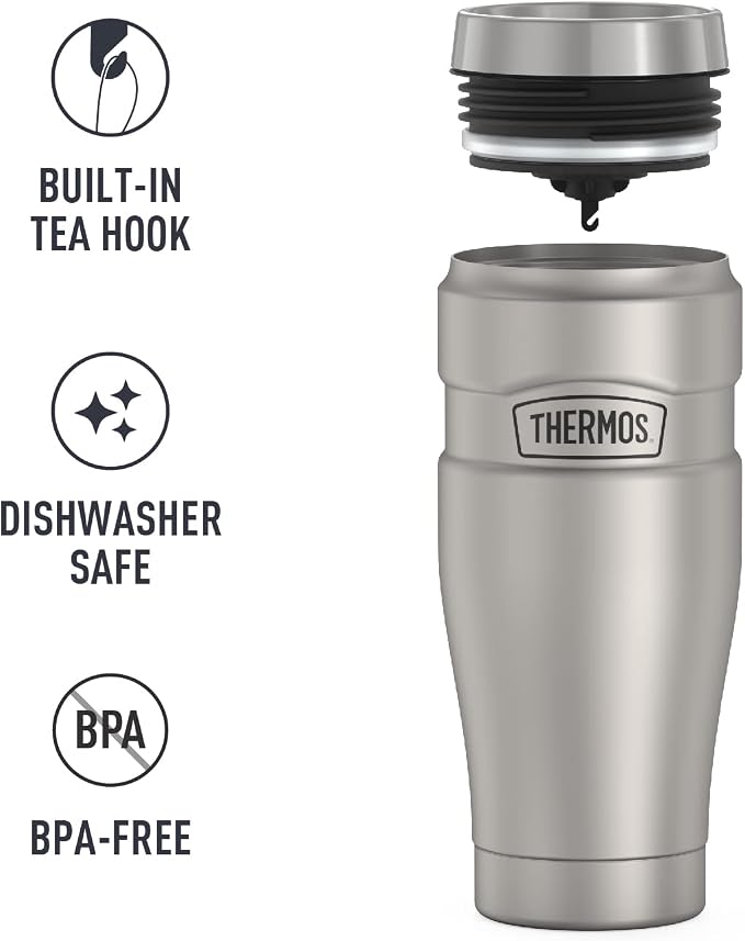 THERMOS Stainless King Travel Tumbler, 16 Ounce, Vacuum-Insulated | Matte Steel - Image 5