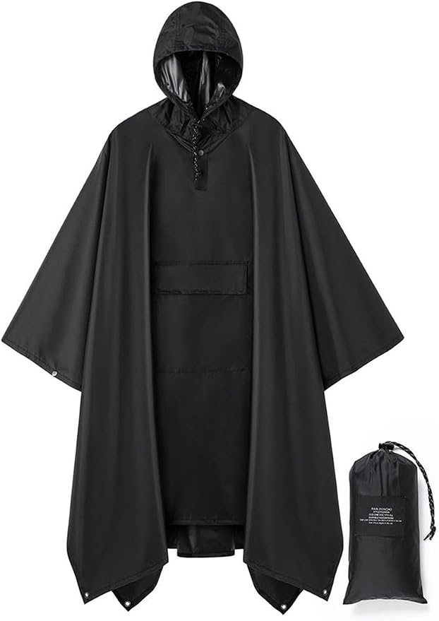 salamra Hooded Rain Poncho Waterproof Raincoat Jacket by salamra