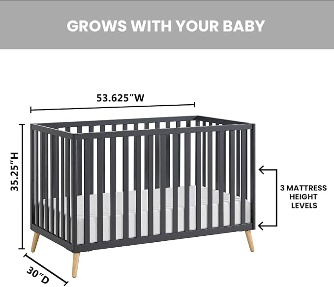 Oxford Baby Cozy Nest Convertible Island Crib, Midnight Slate/Natural - Image 4
