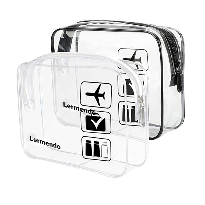 Lermende 2pcs Clear Toiletry Bag TSA Approved Travel Bag, Carry On by Lermende