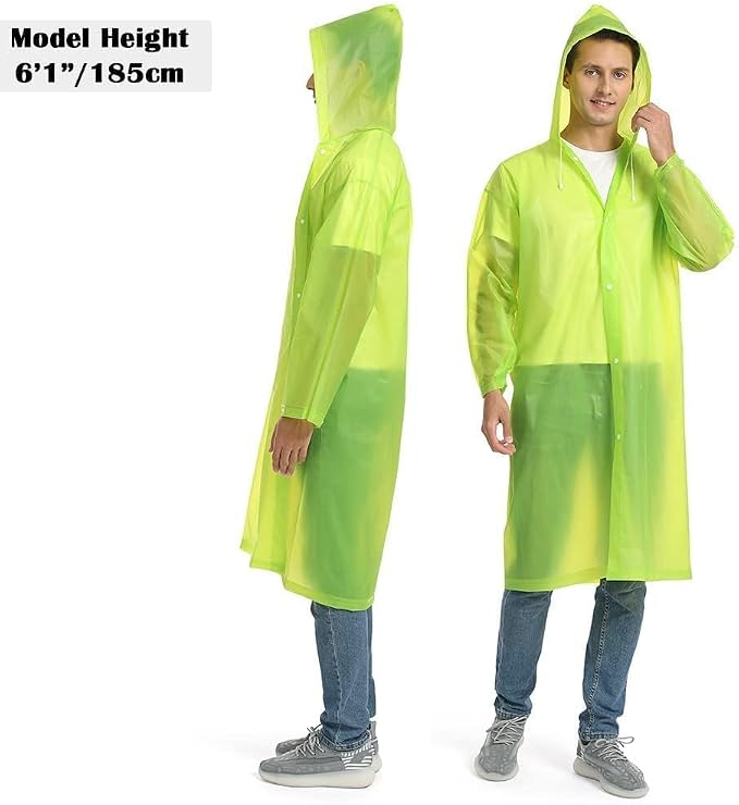 Opret 2 Pack Raincoats for Adults Reusable, EVA Rain Ponchos Lightweight Rain - Image 5