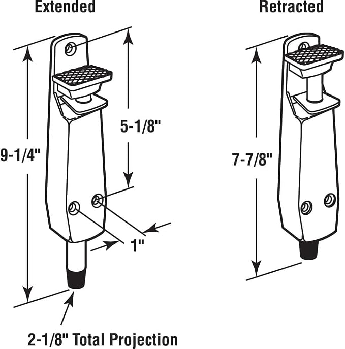 Pacific Doorware Heavy Duty Spring Loaded Step Down Push On Door Holder/Stopper - Image 2