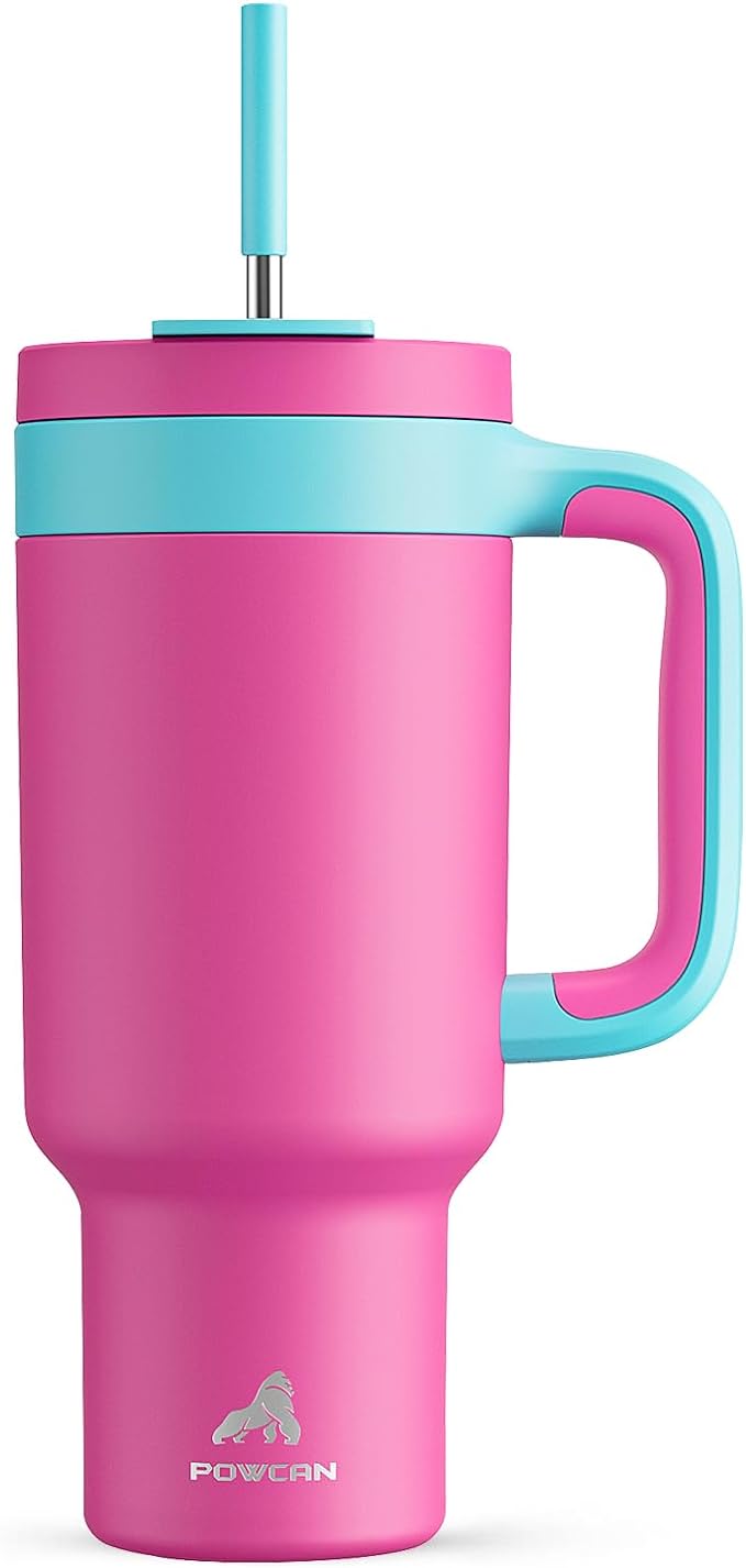 POWCAN 40 oz Tumbler with Handle, 2-in-1 Straw and Sip Lid, Dishwasher Safe by POWCAN