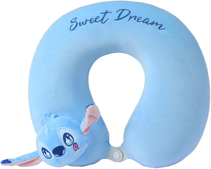 MINISO Disney Stitch Travel Pillow 100% Pure Memory Foam Neck Pillow, Airplane by MINISO