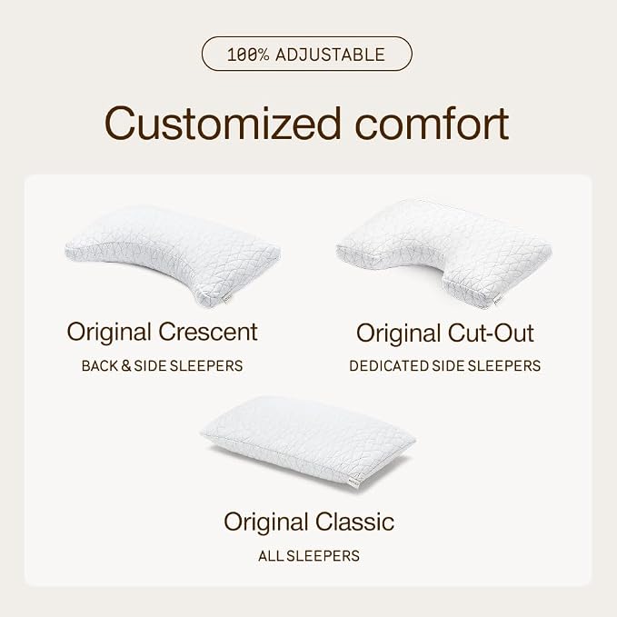 Coop Home Goods Original Crescent Adjustable Pillow, Queen Bed Pillows - Image 9