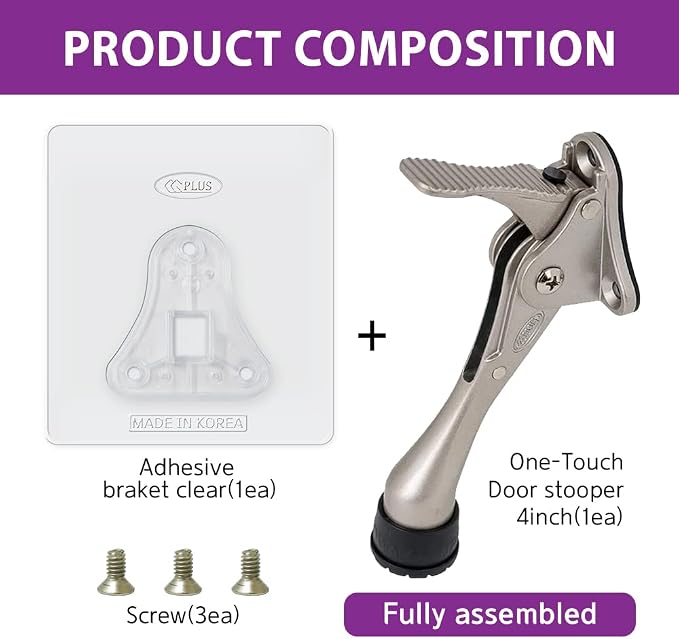 Door Stopper with Adhesive Bracket Stickers, No Drilling or Tools Needed - Image 3