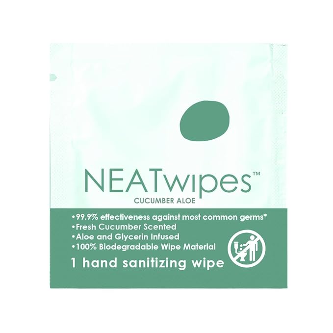 NEATwipes Hand Sanitizing Wipes | Travel Essentials | Disposable Wet Wipe & - Image 2