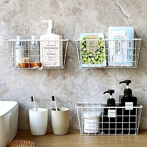 2 Set LeleCAT Hanging Wall Basket Organizer Over the Cabinet Door Adhesive Wire - Image 3