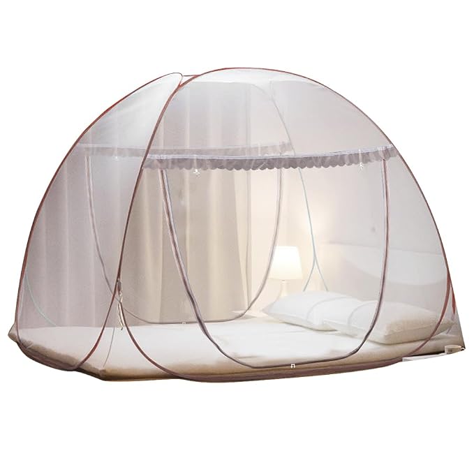 Portable Pop-Up Brown Mosquito Net Tent by AMMER