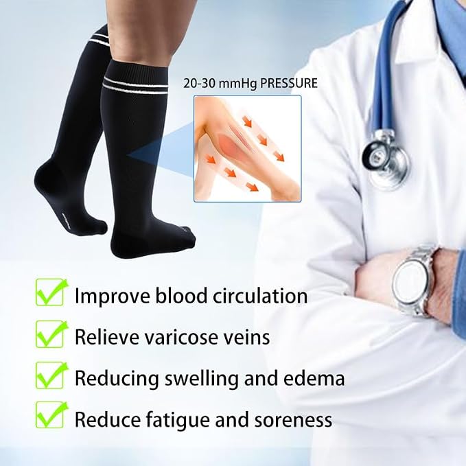 LEVSOX Compression Socks for Pregnant Women 20-30 mmHg Knee High Cute Funny - Image 6