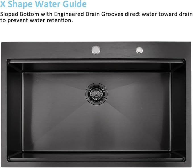 33 Inch Black Drop In Kitchen Sink Workstation-Bokaiya 33x22 Black Stainless - Image 5