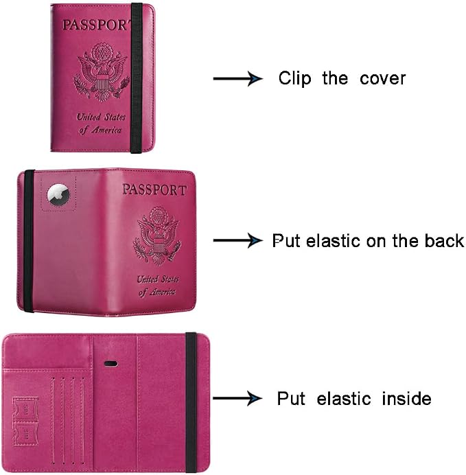 Airtag Passport Holder Cover Wallet Travel Essentials RFID Blocking Leather - Image 5