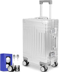 All Aluminum 20'' Luggage with Removable Spinner Wheels, Provide Spare by KANGSHILU