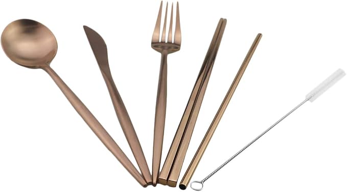 Gugrida Reusable Travel Utensils, 7 Piece Portable 304 Stainless Steel - Image 3