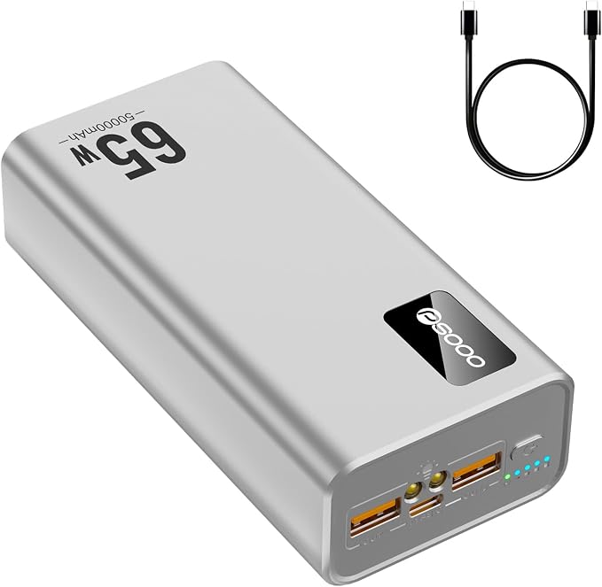 Power Bank Fast Charging 50000mAh, 65W Laptop Portable Charger USB C Compatible by PSOOO