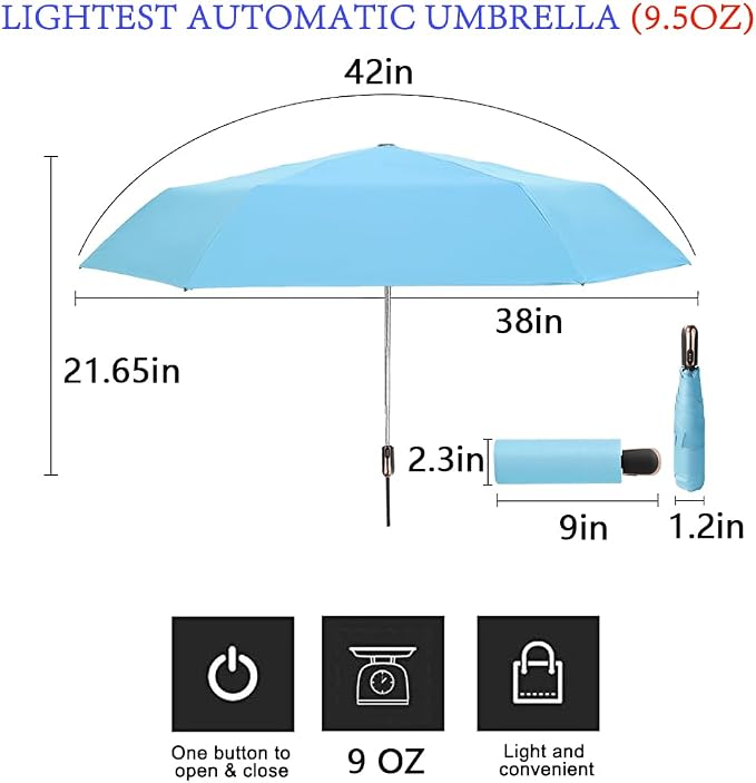 Goothdurs Mini Travel Compact Automatic Umbrella Small Lightweight Folding Rain - Image 2