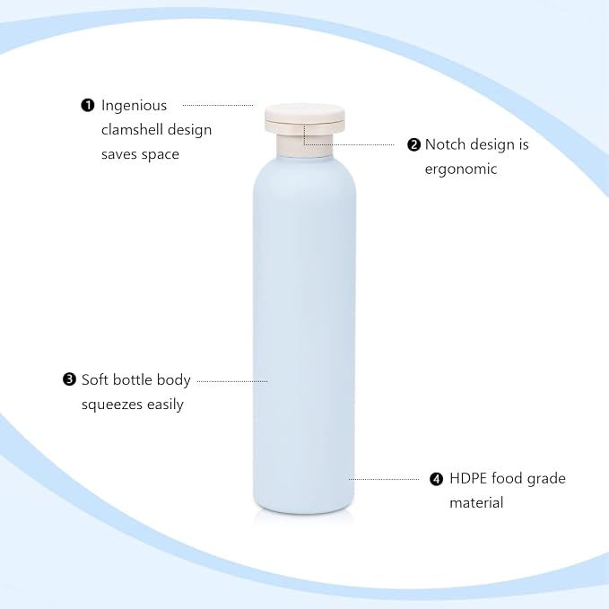 8.8 oz Travel Shampoo Bottles, Refillable Flip Cap Squeeze Bottles - Image 4