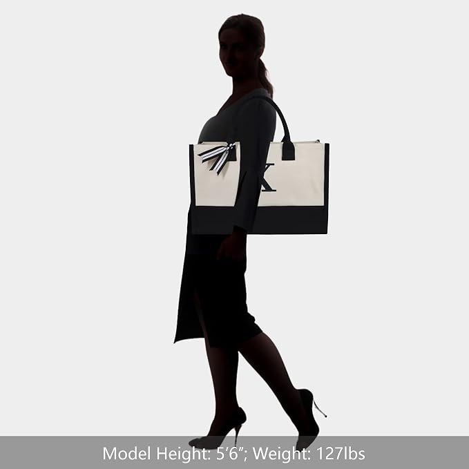 TOPDesign Embroidery Initial Canvas Tote Bag, Personalized Present Bag - Image 6