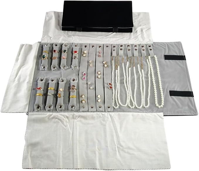 Velvet Travel Jewelry Case Roll Bag Organizer - Image 2