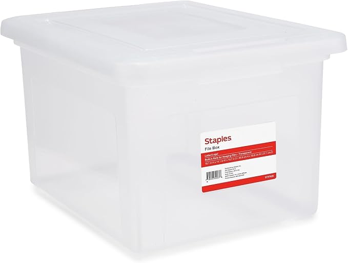 STAPLES Hanging File Folder Box, Storage Bin Organizer, Snap Lid, Letter & by Staples