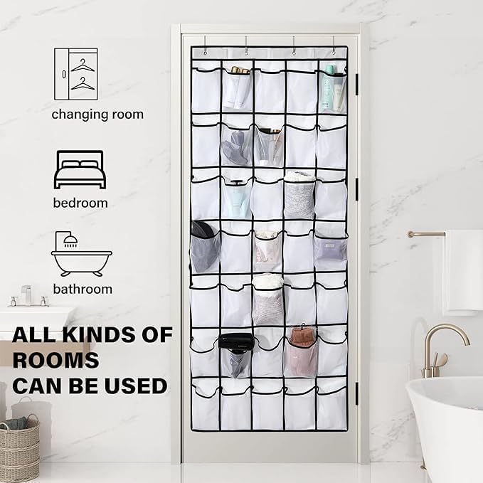 28 Mesh Pockets Hanging Shoe Organizer, Over the Door Shoe Organizer，Closet - Image 6
