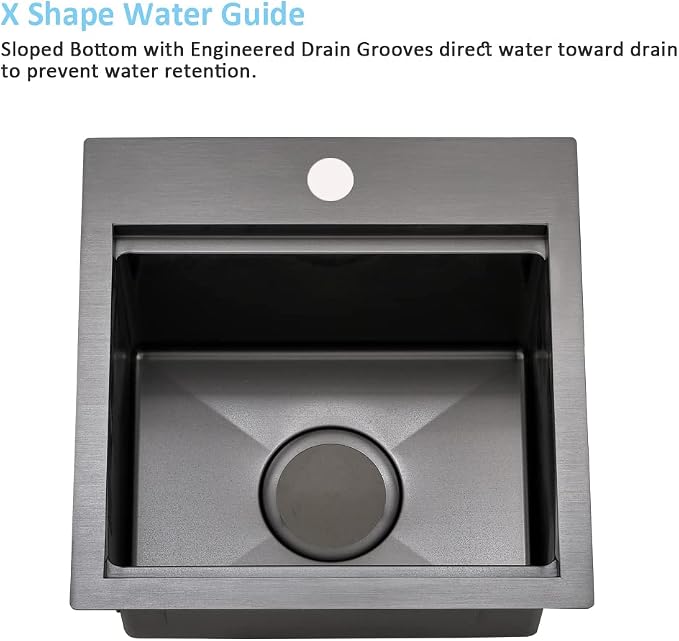 15 Inch Black Bar Sink Drop In Workstation-Bokaiya 15x15 Drop In Bar Sink Small - Image 5