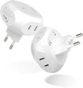 Ceptics European Travel Plug Adapter Europe Power Adaptor Charger 4 Input by Ceptics