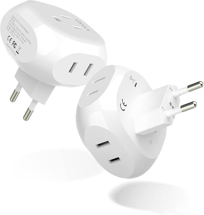 Ceptics European Travel Plug Adapter Europe Power Adaptor Charger 4 Input by Ceptics