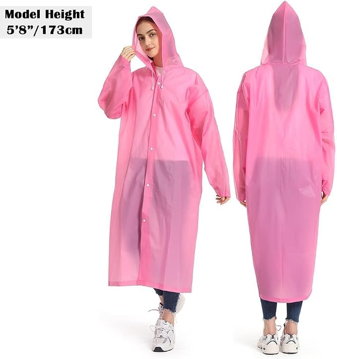 Opret 2 Pack Raincoats for Adults Reusable, EVA Rain Ponchos Lightweight Rain - Image 5